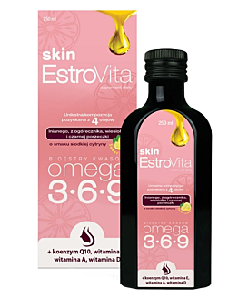 Estrovita Skin, Smak cytrynowy, Kwasy omega-3-6-9, Płyn 