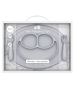 Ezpz Komplet Naczyń Silikonowych Mini Feeding Set Pastelowa Szarość