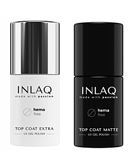 INLAQ Top Hybrydowy Nabłyszczający, 6 ml + Top Matowy, 6 ml