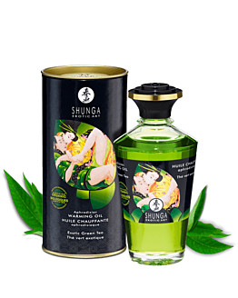 Organiczny Jadalny Olejek Rozgrzewający Do Miejsc Intymnych O Smaku Zielonej Herbaty Aphrodisiac Warming Oil Exotic Green Tea 100Ml Shunga