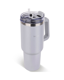 Lamart Kubek Termiczny Ze Słomką HUGE LT4089 Stal Nierdzewna Kremowy 900 ml