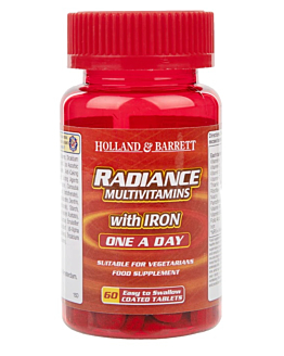 Holland & Barret Radiance Multi Vitamins & Iron One a Day, Zestaw witamin i minerałów, Tabletki