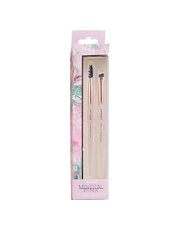 Donegal Mineral Pink pędzel do konturowania brwi + szczoteczka do brwi i rzęs