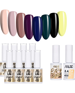 AlleLac Limited Edition 1 Zestaw 8 Lakierów Hybrydowych Do Paznokci 5g Baza Top