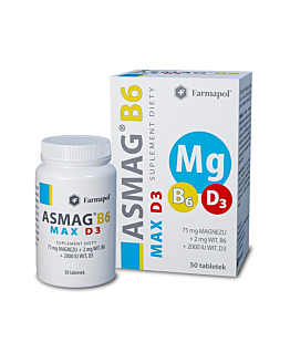 Asmag B6 Max, Suplement diety z magnzem i wit. B6, Tabletki