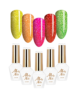 MollyNails Skittle Nails Flashy Zestaw 5 Lakierów Hybrydowych Do Paznokci
