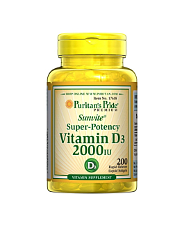 Puritan's Pride Super-Potency Vitamin D3 50µg Witamina D3 2000iu 200 kapsułek żelowych