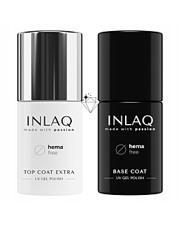INLAQ Baza Hybrydowa, 6 ml + Top Hybrydowy Nabłyszczający, 6 ml