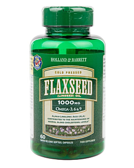 Holland & Barrett Flaxseed Linseed Oil 1000 mcg, Olej lniany, Kapsułki