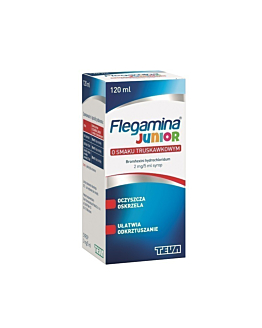 Flegamina Classic Junior 2 mg/5 ml syrop o smaku truskawkowym, 120 ml 