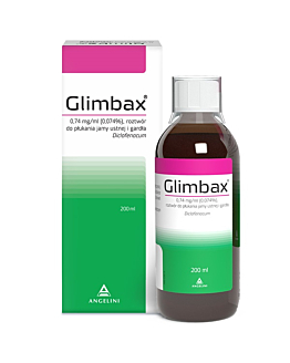 Glimbax 0,74 mg/ml, Roztwór do płukania jamy ustnej i gardła