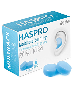 Haspro Moldable Zatyczki do uszu formowane, Kolor niebieski