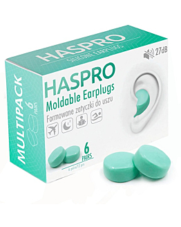 Haspro Moldable Zatyczki do uszu formowane, Kolor miętowy