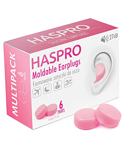 Haspro Moldable, Zatyczki do uszu formowane, Kolor różowy