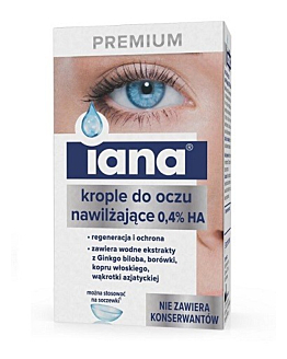 Iana Premium, Nawilżające krople do oczu, 0,4% hialuronianu sodu
