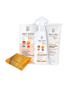 Iwostin Solecrin Zestaw (Emulsja SPF50+ 100ml + Spray SPF50+ 175ml+ Żel-krem SPF50+ 200ml + Ręcznik)