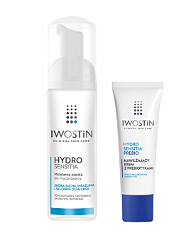 Iwostin Zestaw Hydro Sensitia (Pianka micelarna 165ml + Krem intensywnie nawilżający SPF15 50ml)
