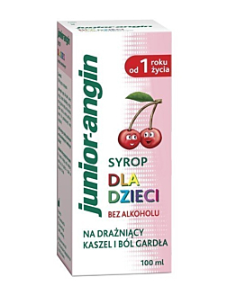 Junior-angin, Syrop na kaszel i gardło dla dzieci od 1. roku życia, Smak czereśniowy