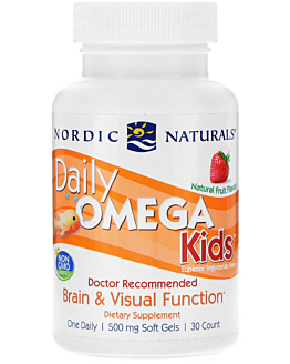 Nordic Naturals Daily Omega Kids, Kapsułki miękkie dla dzieci od 3. roku życia, Smak truskawkowy