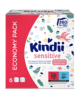 Cleanic Kindii Sensitive Chusteczki dla dzieci i niemowląt 6X60Szt (5+