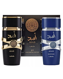 Lattafa Anniversary Edition Zestaw wód perfumowanych uniseks: Asad + Asad Zanzibar 