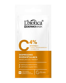 L'biotica Dermomask Ekspresowo rozświetlająca maseczka do twarzy z witaminą C 