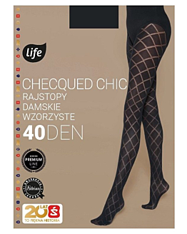 Life Collant Donna Checqued Chic 40 Den Taglia 2 Nero