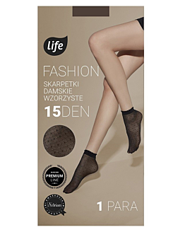 Life Skarpetki Damskie Wzór Romby + Kropeczki 15 Den Rozm. Uniwersalny Nero