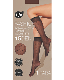 Life 20 DEN Nero Romby + Kropki - Podkolanówki wzorzyste wzór rozm. uniwersalny kol. nero