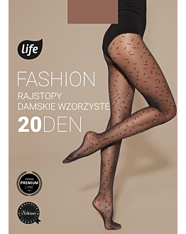 Life Fashion Rajstopy damskie wzorzyste 20 den rozm.3 nero, wzór kreseczki
