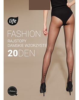Life Fashion Rajstopy damskie wzorzyste 20 den rozm.2 nero, wzór trzy kropki do łydki