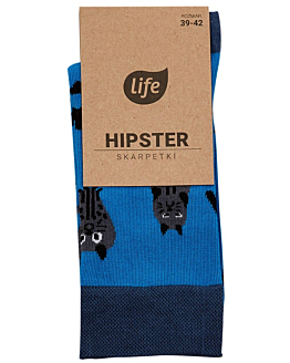 Life Skarpetki Hipster wzór Koty niebieskie rozm.43-46 1 para