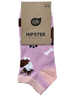 Life Stopki Bawełniane Hipster Wzór Pieski Rozm. 35-38