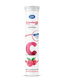Life Witamina C 1000 mg, Smak malinowy, Tabletki musujące