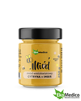 Miód Wielokwiatowy Cytryna Imbir Naturalna Witamina C, 250 g