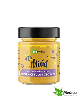 EkaMedica Miód Wielokwiatowy Imbir + Cebula + Czosnek, 250 g