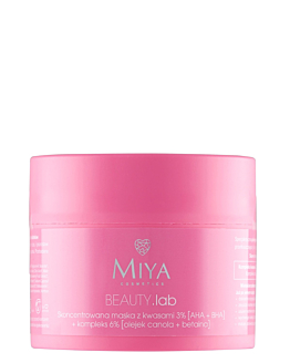 Miya Beauty.Lab Maschera Concentrata con Acidi 3% AHA + BHA + Complesso 6% Olio di Canola + Betaina 50 g