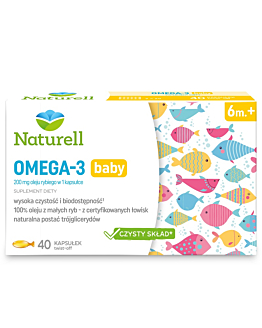 Naturell Omega-3 Baby, Kapsułki twist-off dla niemowląt powyżej 6. miesiąca życia
