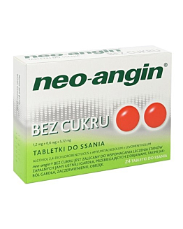 Neo-Angin b/cukru 1,2mg+600mcg+5,72mg tabletki do ssania