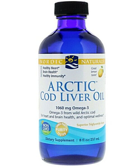 Nordic Naturals Arctic Cod Liver Oil, Olej z dzikiego dorsza arktycznego, Smak cytrynowy, Płyn