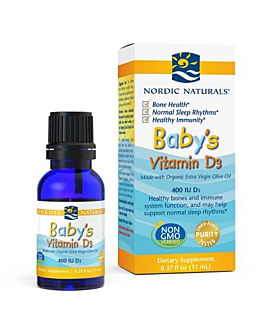 Nordic Naturals Baby's Vitamin D3 400 IU, Witamina D3 w kroplach dla niemowląt i noworodków