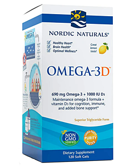Nordic Naturals Omega-3D 690 mg, Smak cytrynowy, Kapsułki