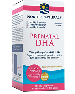 Nordic Naturals Prenatal DHA 830mg, Kapsułki z kwasami omega-3 dla kobiet w ciąży