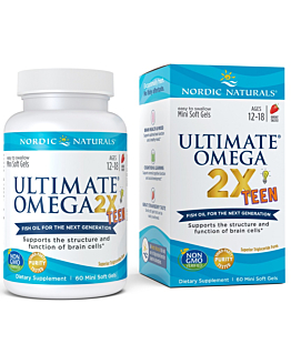Nordic Naturals Ultimate Omega 2X Teen, Miękkie kapsułki z kwasami Omega-3 dla dzieci od 12. roku życia, Smak truskawkowy