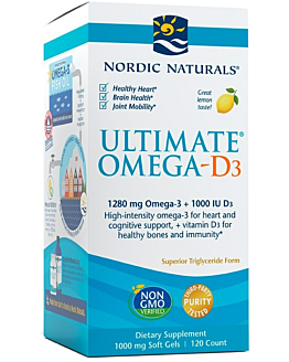 Nordic Naturals Ultimate Omega D3 1280 mg, Smak cytrynowy, Kapsułki