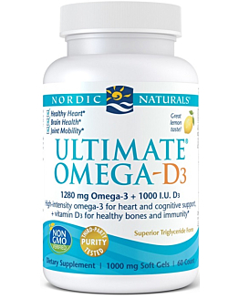 Nordic Naturals Ultimate Omega D3 1280 mg, Smak cytrynowy, Kapsułki
