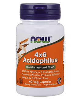 New Foods Acidophilus 4x6, Suplement diety zawierający żywe kultury bakterii, Kapsułki