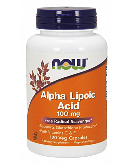 Now Foods Kwas alfa-liponowy, witamina C i witamina E 100 mg, Kapsułki