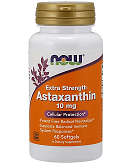 Now Foods Astaxanthin 10 mg, Suplement diety zawierający astaksantynę, Kapsułki