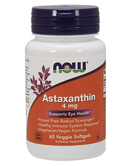 Now Foods Astaxanthin 4 mg, Suplement diety zawierający astaksantynę, Kapsułki